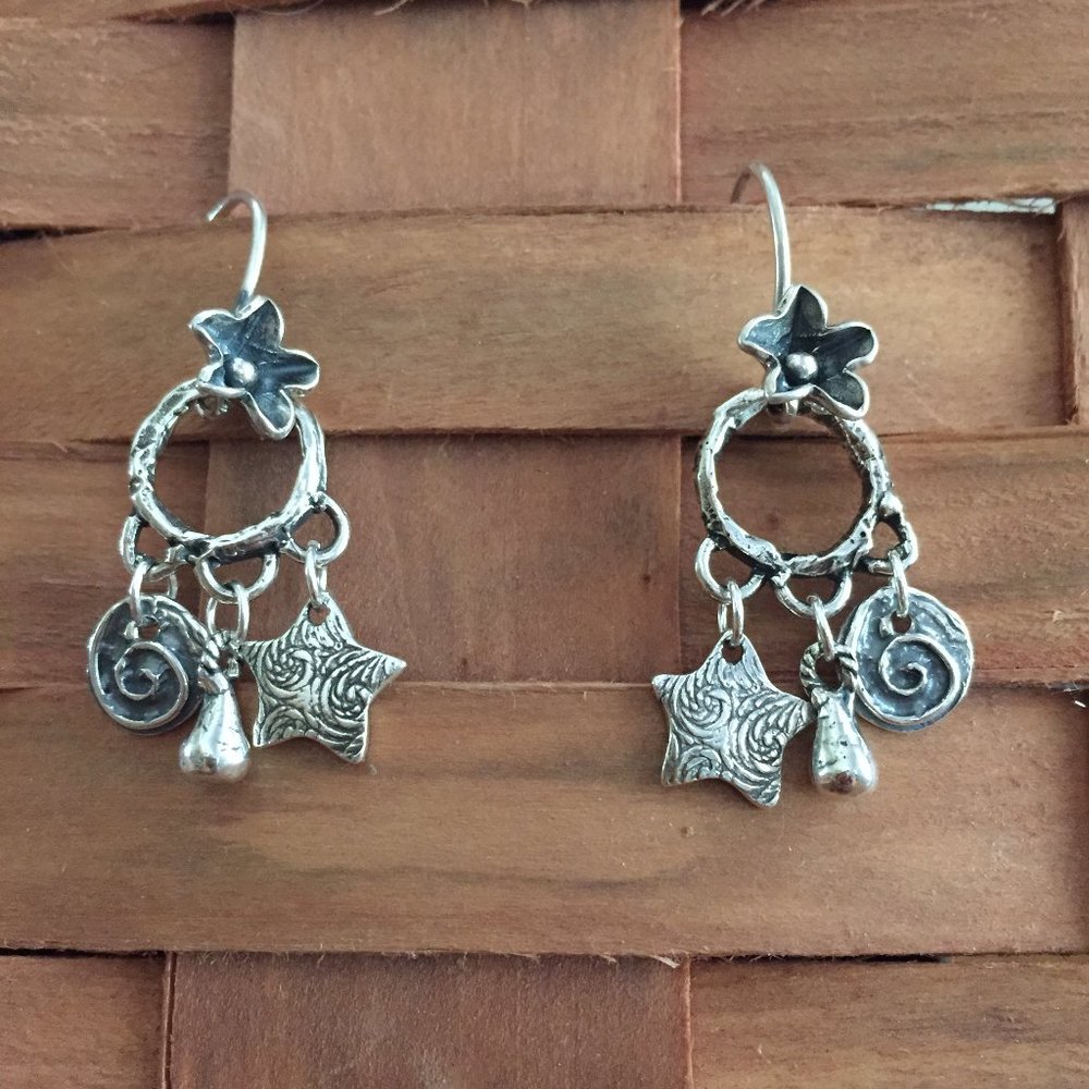Tiny Chandelier Earrings with Charms